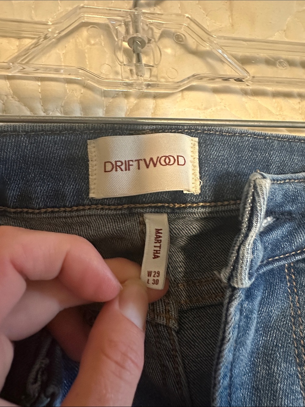 DRIFTWOOD Blue Embroidered Wide Leg Trouser Jeans - Picture 3 of 8